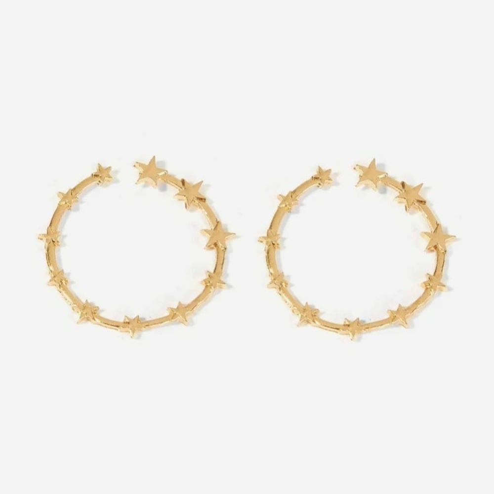 Star Decorated Hoop Earrings